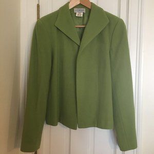 J.G. Hook Vintage Lime Green Wool Cashmere Blend Blazer Jacket Size 12 Tailored
